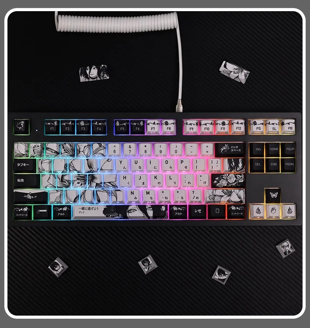 REZE Anime Theme Keycaps Set Customized PBT Sublimation Cherry Profile Keyboard Keycaps for Mechanical Keyboard Accessories Girl