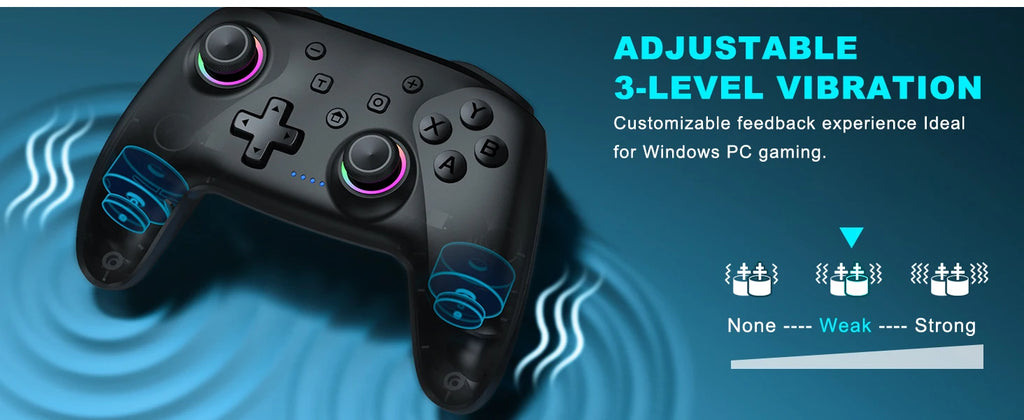 Dinofire Wireless Bluetooth RGB Controller for Nintendo Switch/Switch OLED/Switch Lite/PC/Mobile Gamepad Multi-Function Joystick